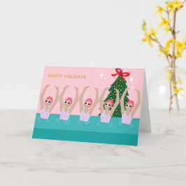 Künstlerische Schwimmer Illustration Weihnachtsfei Karte