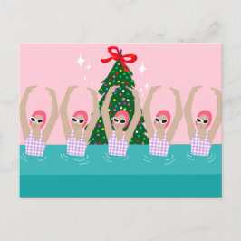 Künstlerische Schwimmer Illustration Weihnachtsfei Postkarte