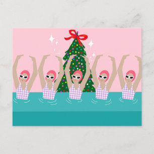 Künstlerische Schwimmer Illustration Weihnachtsfei Postkarte
