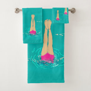 Künstlerische Schwimmer - Schwimmen unter Wasser Badhandtuch Set