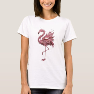 Künstlerische Silber-Flamingo-3D-Textkunst T-Shirt