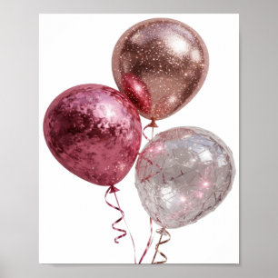 Künstlerische silberne GLITZERBALLEONS v2 Poster