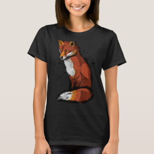 Künstlerische Skizze eines Fuchs, Tintenfisch Spri T-Shirt