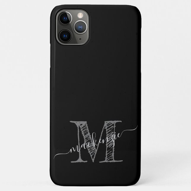 Künstlerische Skizze Initial Mit Monogramm Schwarz Case-Mate iPhone Hülle (Rückseite)
