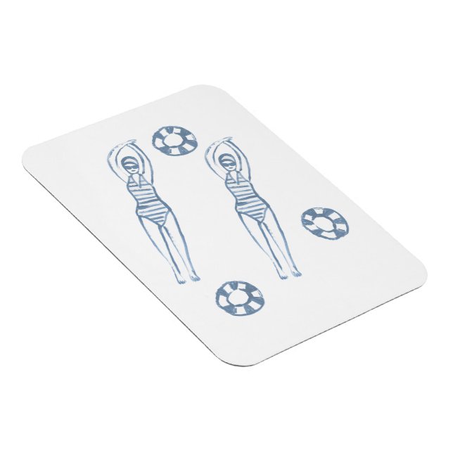 Künstlerische Snychro Schwimmer Blaue Illustration Magnet (Rechte Seite)