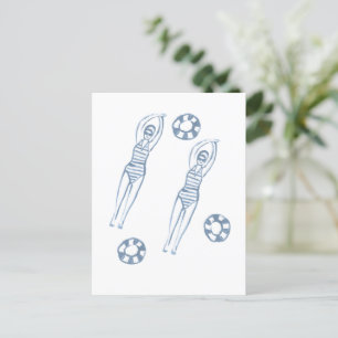Künstlerische Snychro Schwimmer Blaue Illustration Postkarte