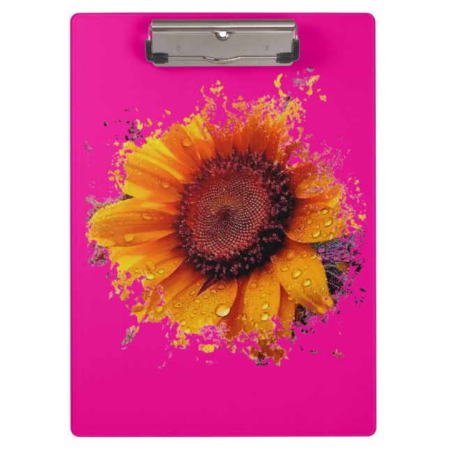 Künstlerische Sonnenblume Klemmbrett (Vorderseite)