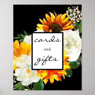 Künstlerische Sonnenblumenkarten und Geschenkgutsc Poster