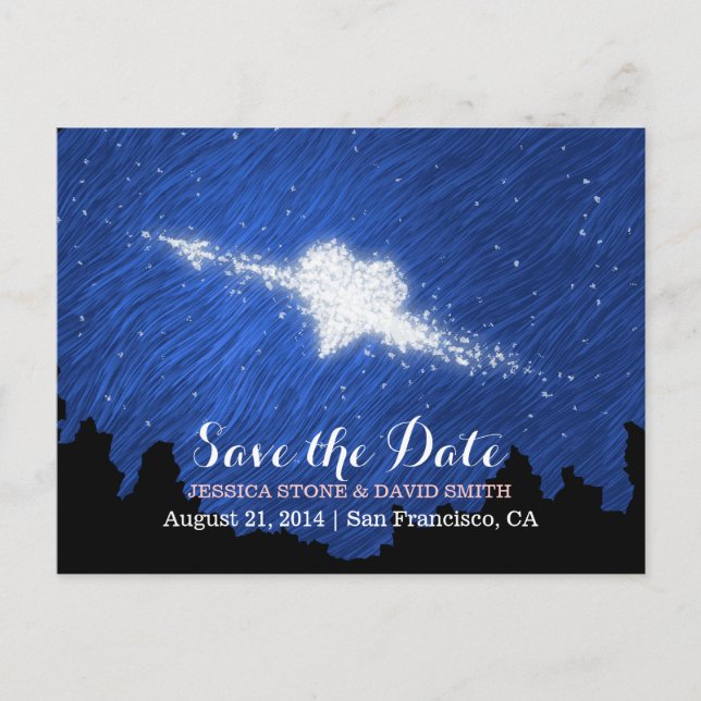 Künstlerische Starry Night Save the Date Hochzeit Ankündigungspostkarte (Vorderseite)