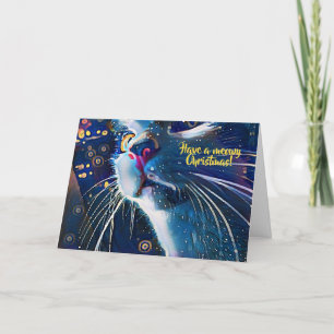 Künstlerische Starry Night Style Cat Art Meowa Wei Feiertagskarte