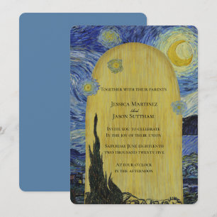 Künstlerische Starry Night Wedding Einladung