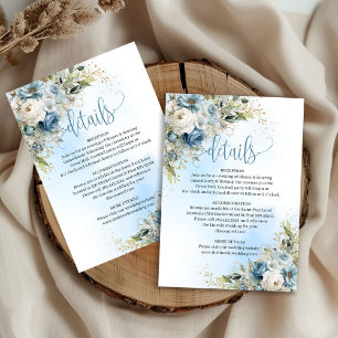 Künstlerische staubblaue Blumen-Hochzeitsdetailkar RSVP Karte