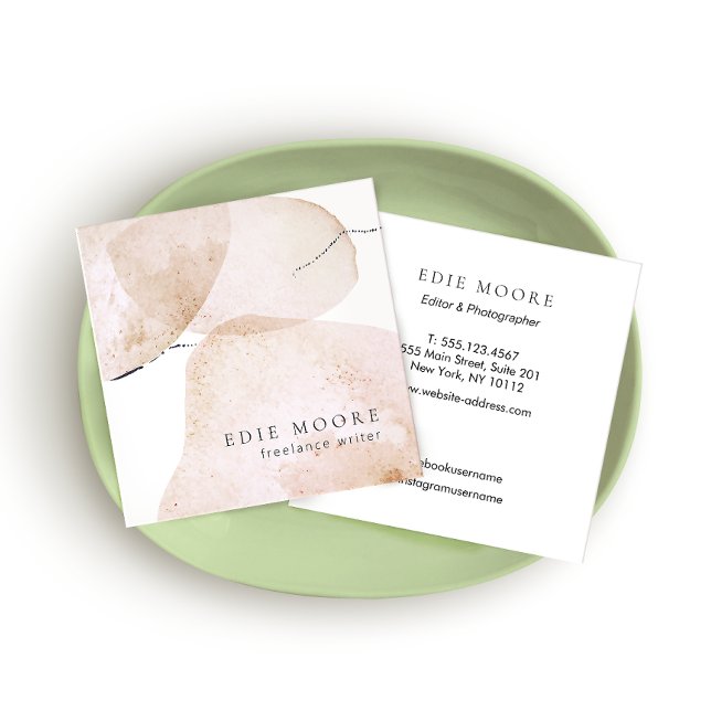 Künstlerische Tan Wasserfarbe Abstrakt gestrichene Quadratische Visitenkarte (Von Creator hochgeladen)