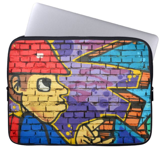 Künstlerische technische Graffiti-Coole Wandkunst Laptopschutzhülle (Vorderseite)