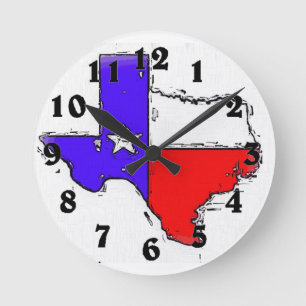Künstlerische Texas-Staatsflaggenuhr Runde Wanduhr