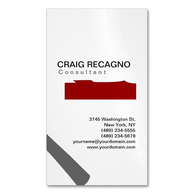 Künstlerische Trendy Niedliche Schwarz-weiße Visit Magnetische Visitenkarte (Vorderseite Vertikal)