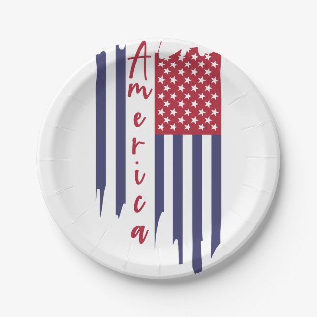 Künstlerische vertikale amerikanische Flagge   Pappteller (Vorderseite)
