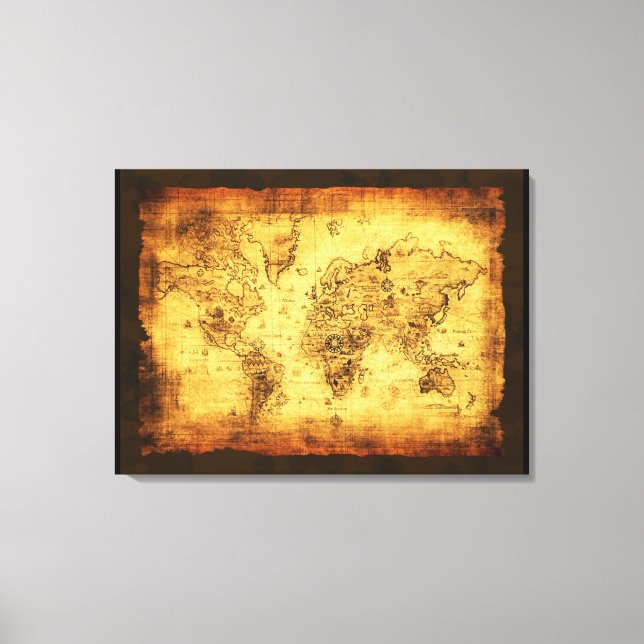 Künstlerische Vintage Weltkarte Canvas drucken Leinwanddruck (Vorderseite)