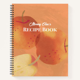 Künstlerische Warme Orange Malerische Apfel Rezept Notizbuch