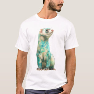 Künstlerische Wasserfarbe Türkis Marmorierte Frett T-Shirt