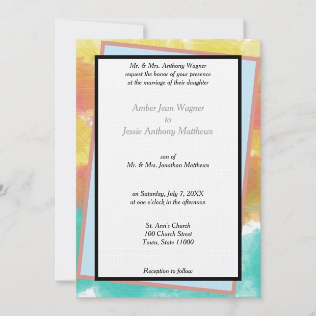 Künstlerische Wasserfarben Geometrische Gerahmte H Einladung (Vorderseite)