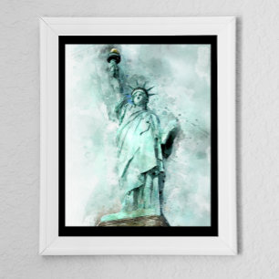 Künstlerische Wasserfarben-Statue der Freiheit   Poster