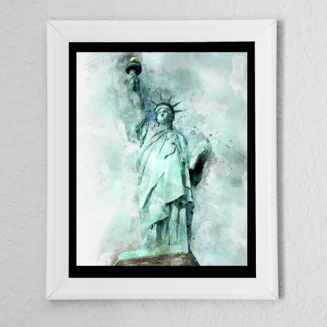 Künstlerische Wasserfarben-Statue der Freiheit   Poster (Von Creator hochgeladen)