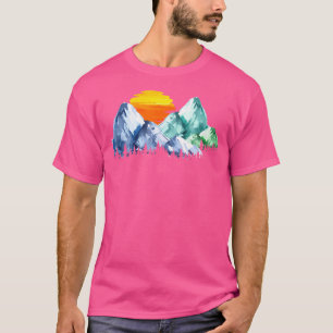 Künstlerische Wasserfarbenen Berge Wandern T-Shirt