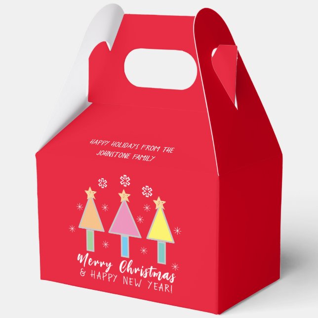 Künstlerische Weihnachtsbäume Cool Roter Feiertag  Geschenkschachtel (Vorderseite)