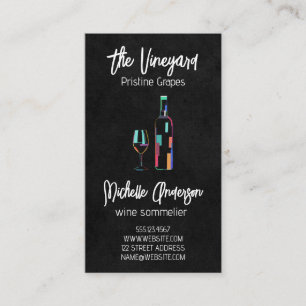 Künstlerische Weinflasche und Glas Visitenkarte