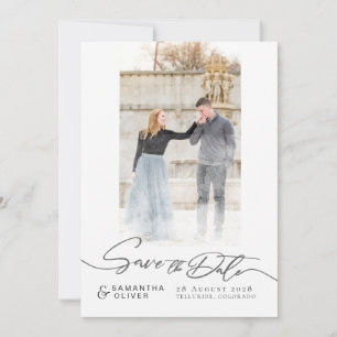 Künstlerische weiße Boho-Minimal-Save-the-Date-Kar Einladung
