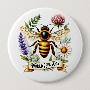 Künstlerische Weltbienentag-Illustration mit Honig Button