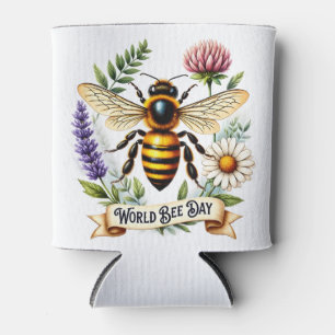 Künstlerische Weltbienentag-Illustration mit Honig Dosenkühler