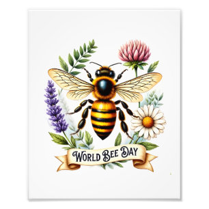 Künstlerische Weltbienentag-Illustration mit Honig Fotodruck