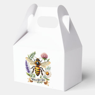 Künstlerische Weltbienentag-Illustration mit Honig Geschenkschachtel