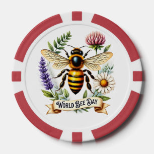 Künstlerische Weltbienentag-Illustration mit Honig Pokerchips