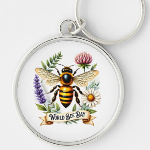 Künstlerische Weltbienentag-Illustration mit Honig Schlüsselanhänger