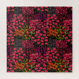 Künstlerische Wildblumen: HandGezeichnet Blumenmus Puzzle