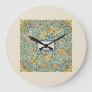 Künstlerische Zentangle-Mandala-Wanduhr Große Wanduhr
