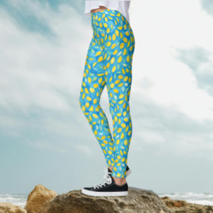 Künstlerische Zitronenscheiben auf Türkis-Wasserfa Leggings