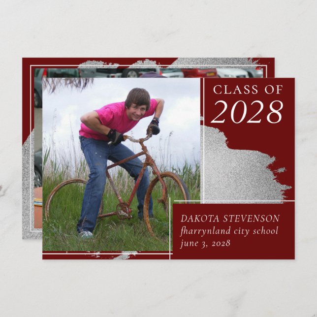 Künstlerischer Abschluss | Dunkelrot - Silberschmu Ankündigung (Vorne/Hinten)