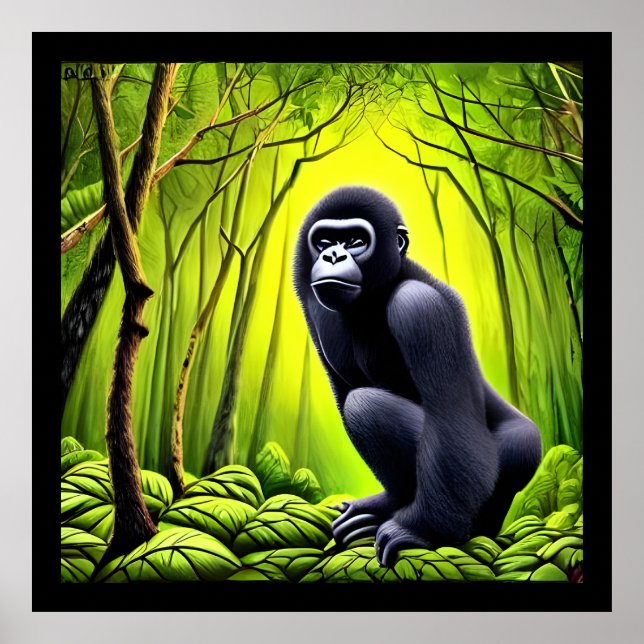 Künstlerischer Abstrakter Jungle Gorilla Poster (Vorne)