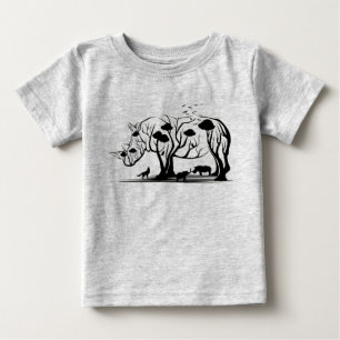 Künstlerischer afrikanischer Nashorn-Baum Kunst Wi Baby T-shirt