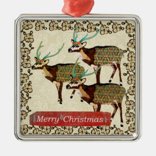 Künstlerischer Axis-Hirsch Frohe Weihnachten Weih Silbernes Ornament