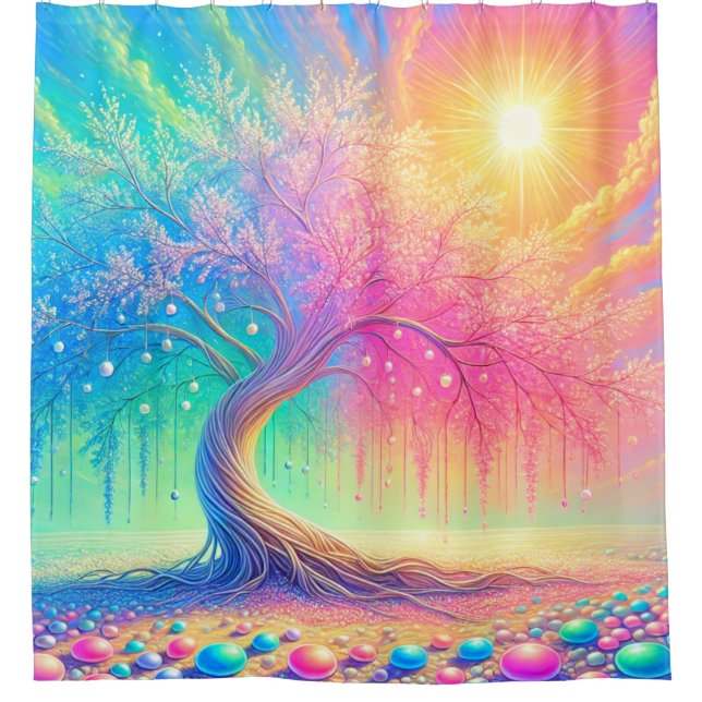 Künstlerischer Baum Duschvorhang (Vorderseite)