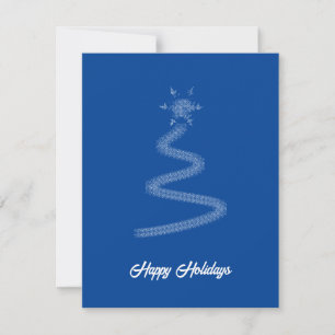 Künstlerischer blauer Sternenstrahl-Weihnachtsbaum Feiertagskarte