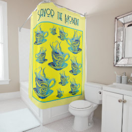 Künstlerischer Blue Coffee Cup mit wirbelnden Must Duschvorhang