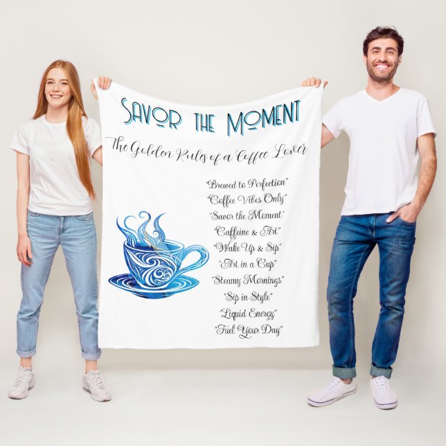 Künstlerischer Blue Coffee Cup mit wirbelnden Must Fleecedecke (Beispiel)