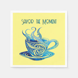 Künstlerischer Blue Coffee Cup mit wirbelnden Must Serviette