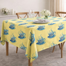 Künstlerischer Blue Coffee Cup mit wirbelnden Must Tischdecke